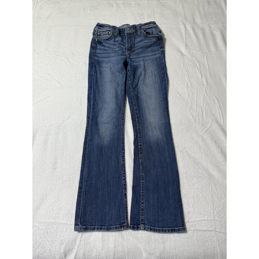 Daytrip Womens 28 Virgo Bootcut Jeans Blue Stitch Medium Wash Denim‎ 28x29.5